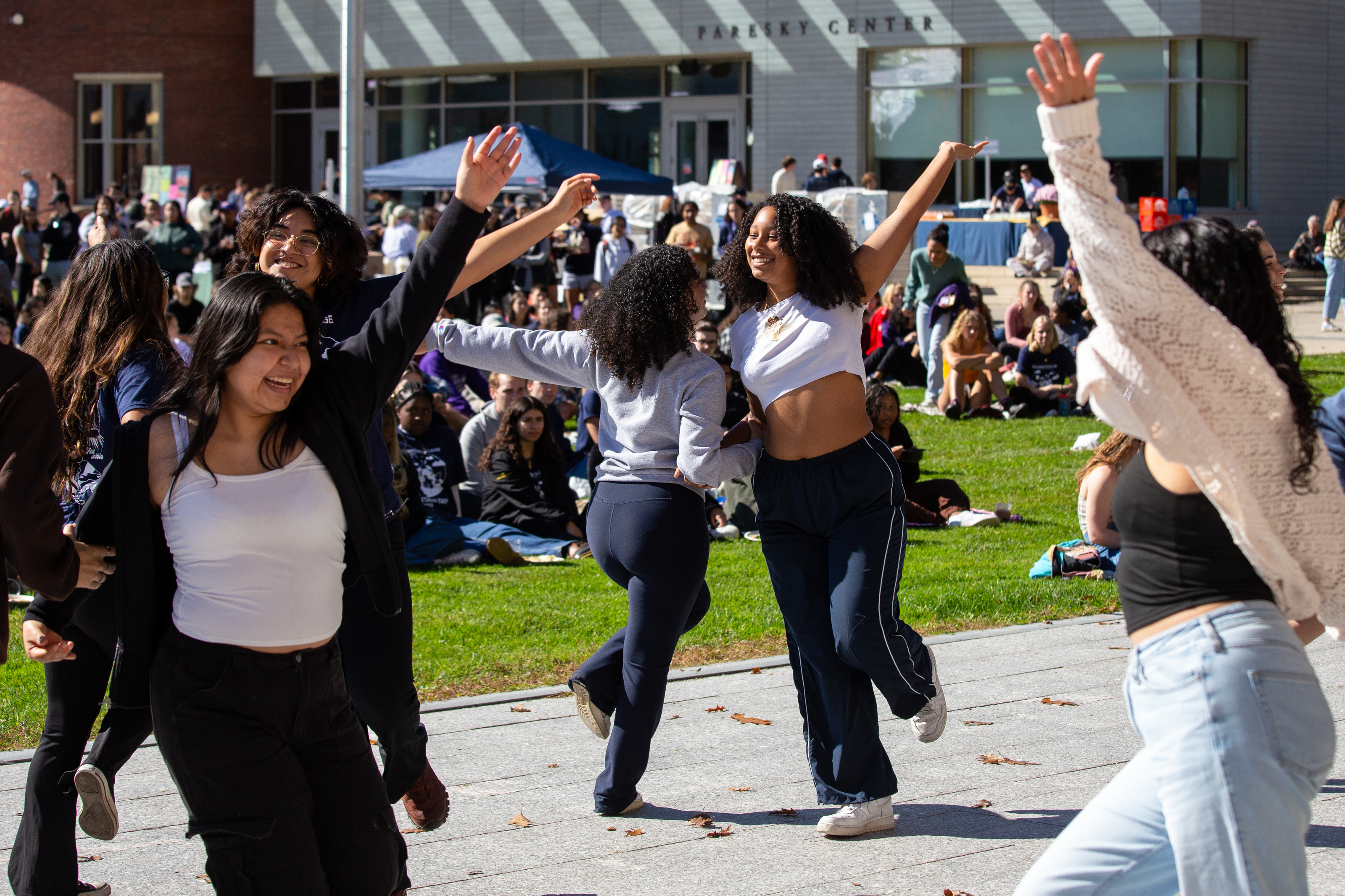 students dancing outdoors
