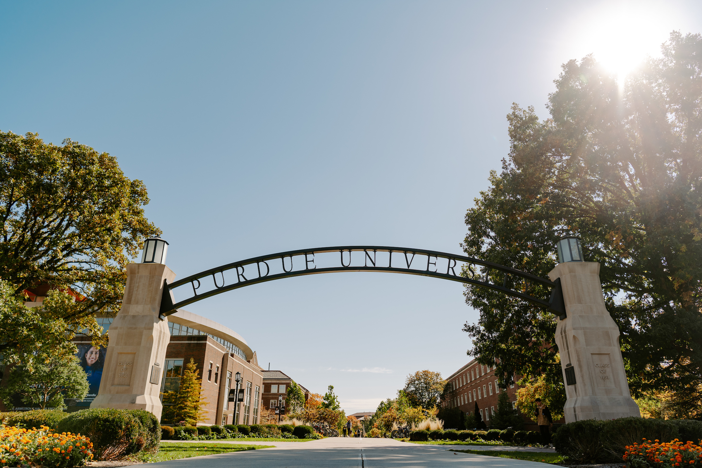 Purdue arch on a sunny day
