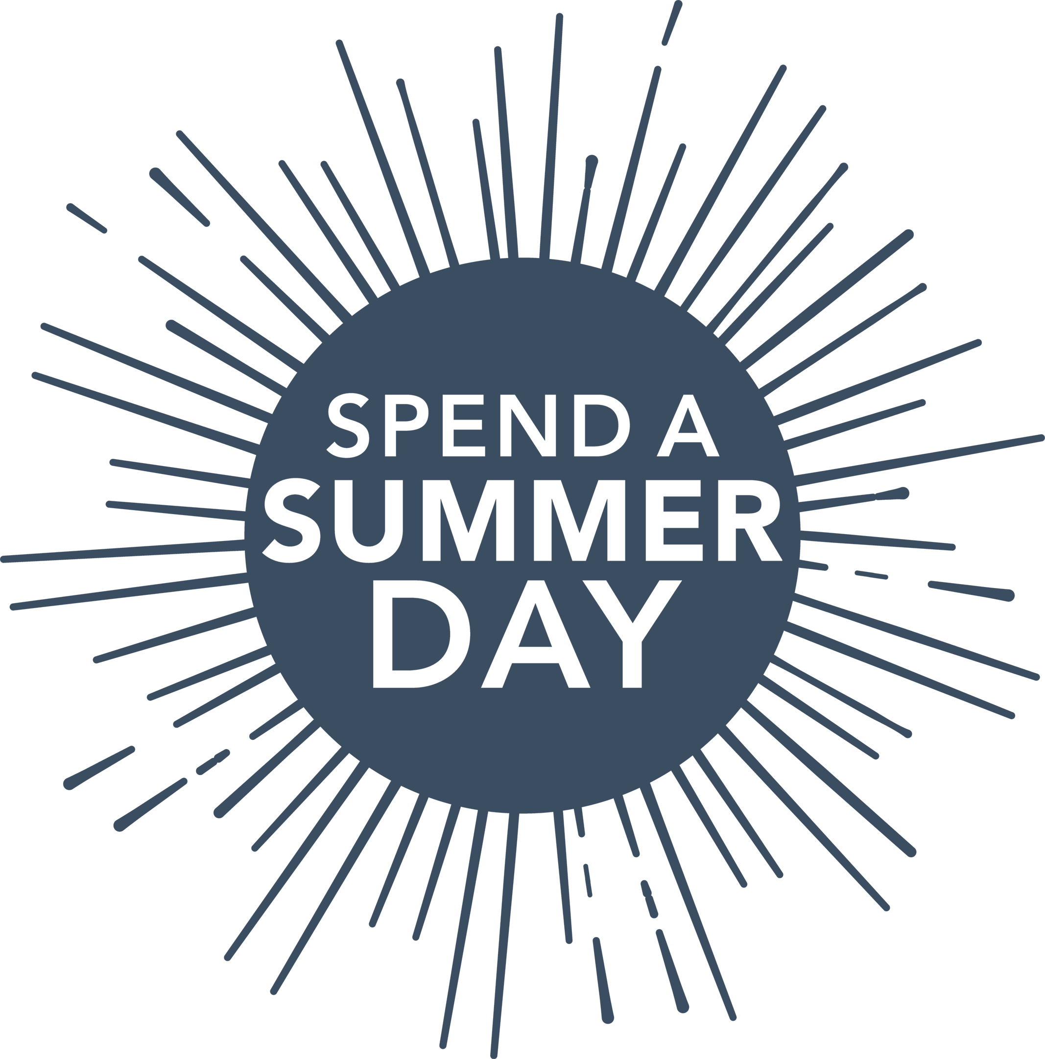 Spend a Summer Day blue sun logo